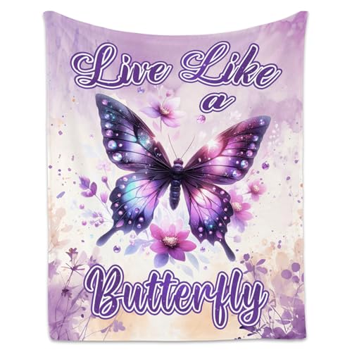 Butterfly Blanket for Women, Cute Soft Throw Gifts for Girls, Cozy Flannel Throw Blankets for Couch Office, 40"x50"