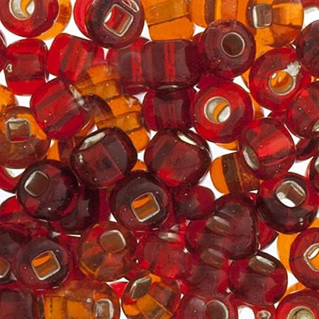 John Bead Czech Glass Seed Beads 6/0 Silver Lined Red Mix 22Grams Beads for DIY Arts Crafts Jewelry Bracelets Necklaces Earrings Making