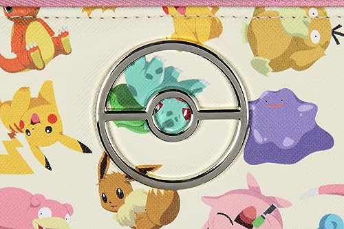 Bioworld Pokemon Allover Character Zip Around Closure Faux Leather Wallet For Women w/Metal Pokeball Logo2