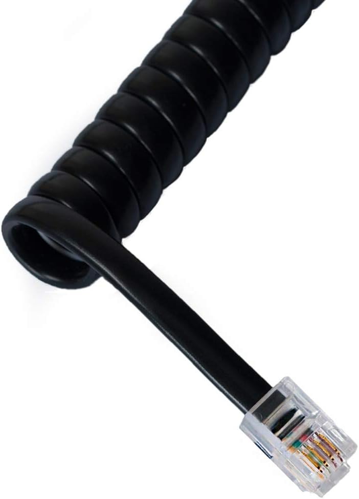 Cablesys GCHA444025FFB Telephone Handset Cord With Flat Black Cable With 1.5 Inch Lead 25 Ft