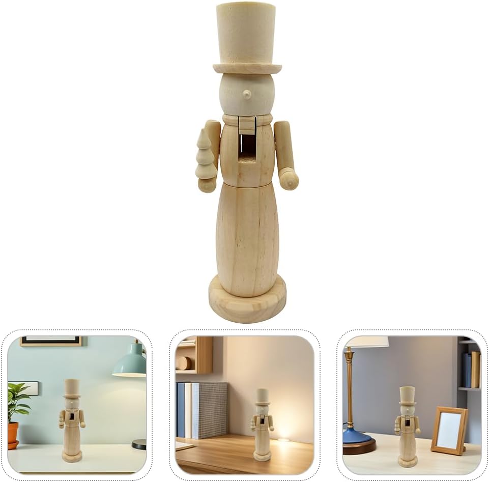 Cabilock DIY Blank Nutcracker Figures, Unfinished Wood Nutcracker Xmas Ornament, Wooden Unpainted Walnut Soldier Figure Christmas Decoration for Holiday Party Arts Project Craft