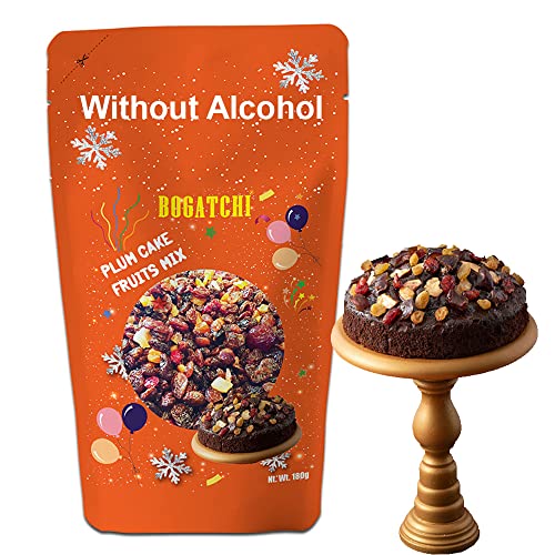 Image of BOGATCHI Premium Plum Cake Fruit Mix (180g) - Authentic Kerala Style Dry Mixed Fruits for Cake Baking, Includes Cashew, Dates, Ginger & Cherry