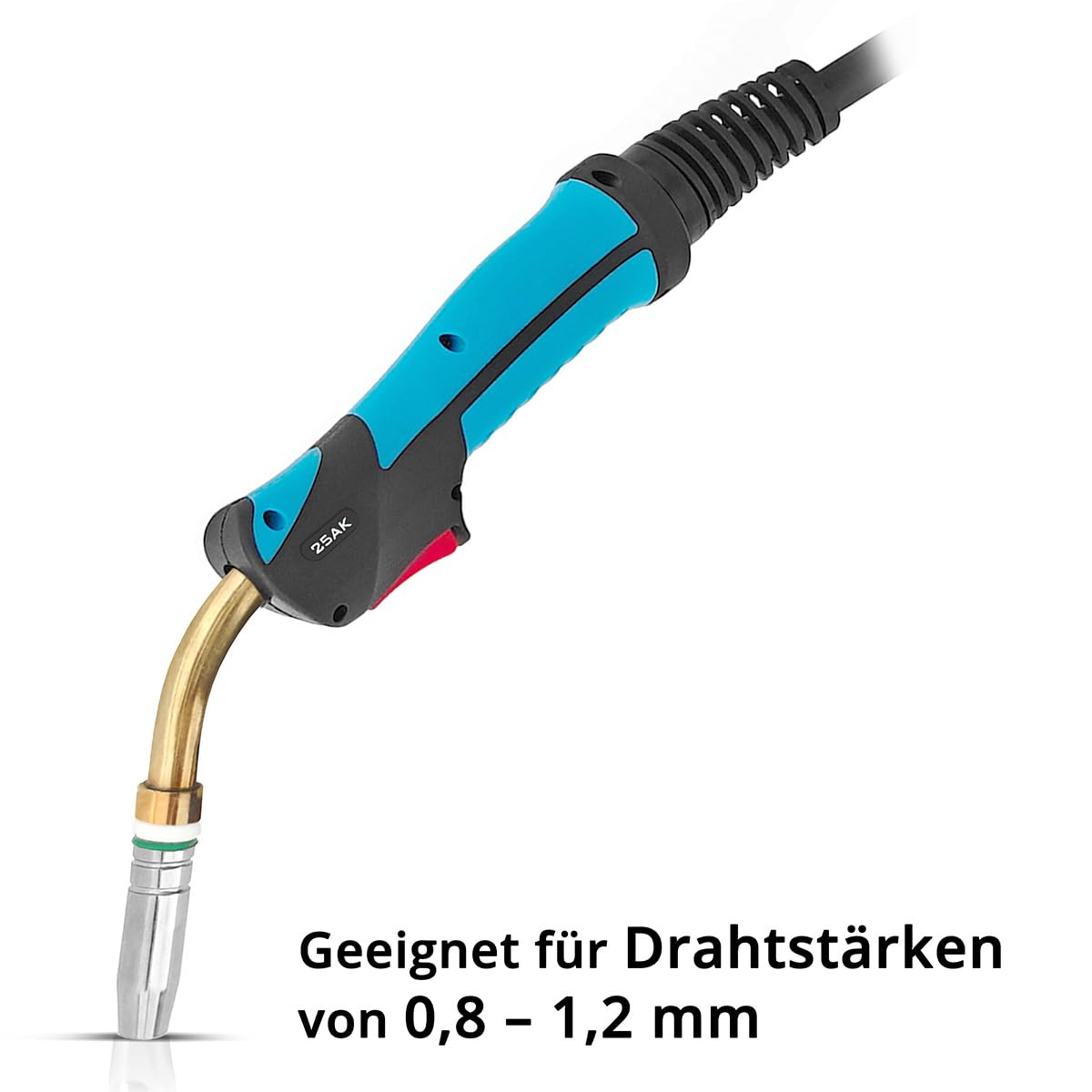 STAHLWERK AK25 Schweißbrenner inklusive 3 Meter Schlauchpaket – Profi-Schweißzubehör für MIG/MAG Schutzgas Schweißgeräte mit Eurozentralanschluss, luftgekühlte MIG/MAG-Schweißpistole 230 Ampere