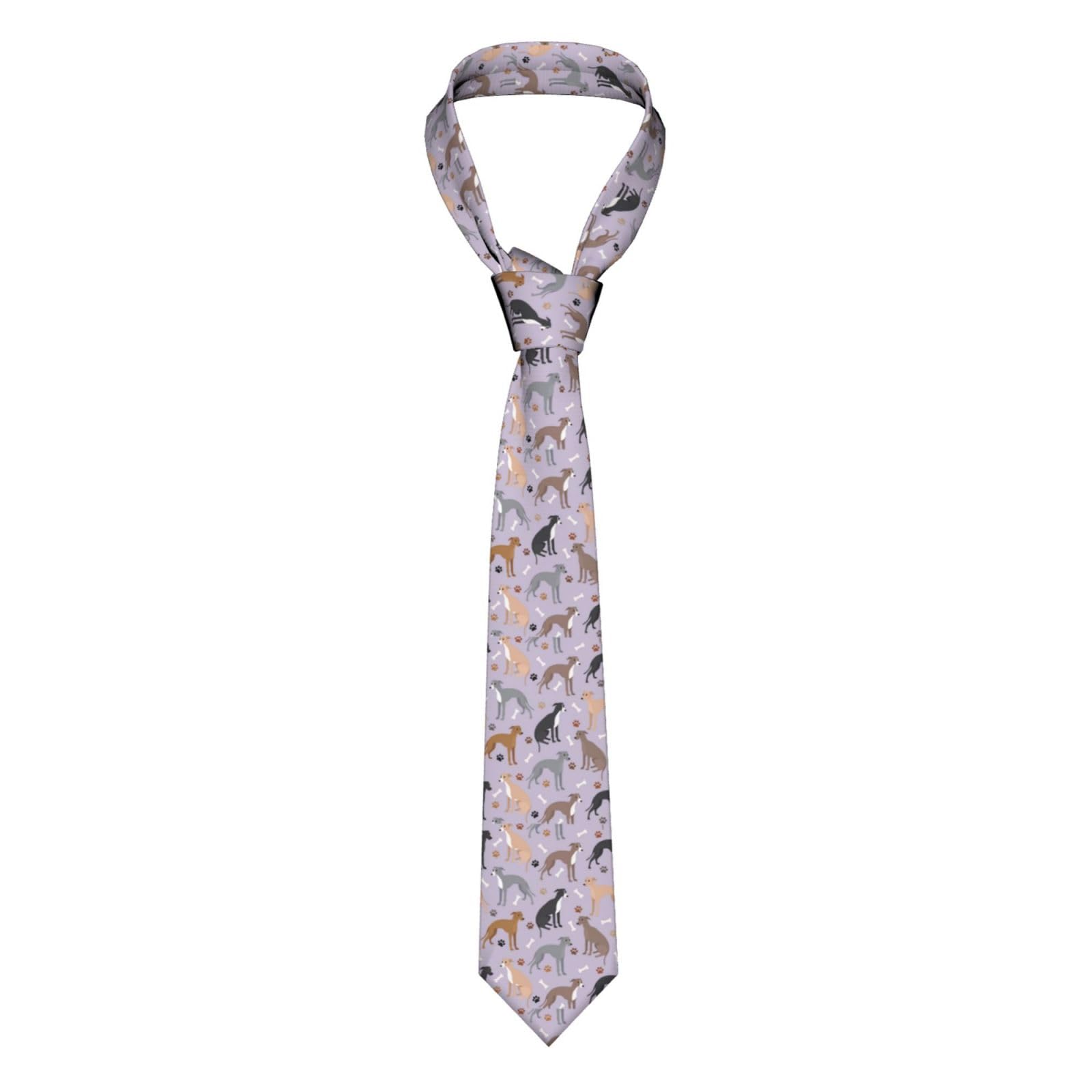 KONGNY Italian Greyhound Dog Bones And Paws Mens Ties Men's Neckties Polyester Novelty Skinny Tie For Wedding Party Groom Groomsmen