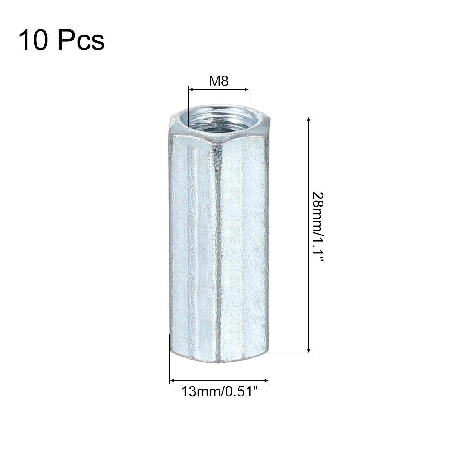15x M10 Kupplungsmuttern, 30 Mm Lang, Verzinkt – Für Gewindestangen & Verbindungen