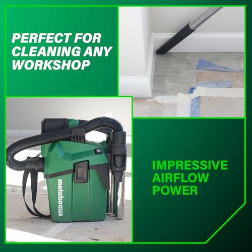 Image of Metabo HPT 18V Cordless Wet /Dry Vacuum, 1.6 Gallon HEPA Filter Vacuum, Powerful 74 CFM Airflow, 8 ft. of Stretchable Hose, Eco and Boost Modes, Lightweight Design, Tool Body Only, RP18DAQ4