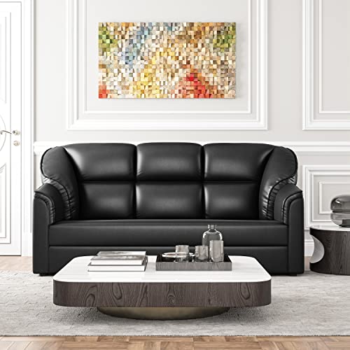 WESTIDO Mac Leatherette 3-Person Sofa (Finish Color - Black, Diy(Do-It-Yourself))|1 Year Warranty
