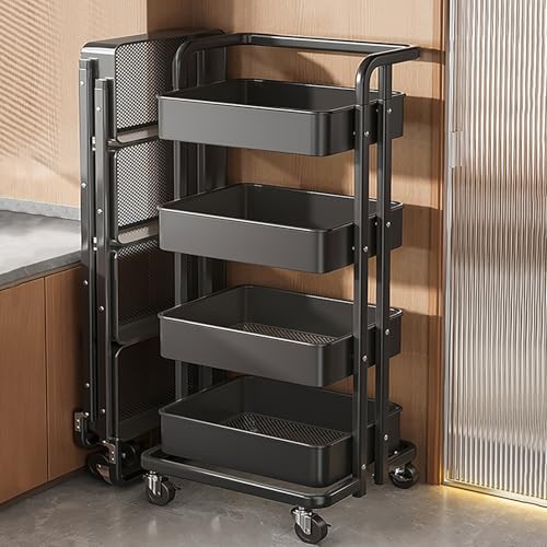 Carrello multiuso a 3 ripiani in rete – Contenitore in metallo con manico e ruote, versatile espositore per casa, ufficio e garage, soluzione salvaspazio resistente