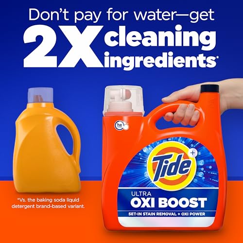Image of Tide Ultra Oxi Boost Liquid Laundry Detergent, 148 fl oz, 105 Loads, Advanced Stain Remover with Extra Oxi Power