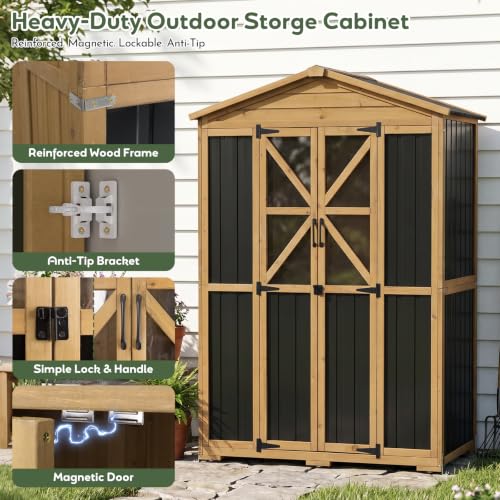 Image of Extra Large Outdoor Storage Cabinet Weatherproof, Garden Shed with Shelves