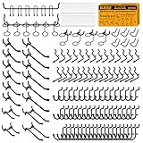 ELEAD 200-Piece Extra Thick Pegboard Hooks Set, 1/4" Heavy Duty Black Peg Board Organizer Accessories, Metal Pegboard Accessories with Pegs Lock, Peg Board Hooks for Hanging