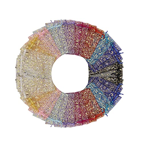 Stratalife 100Pcs Organza Bags With Drawstring 4X6 Jewelry Bags Small Gift Bags For Wedding Party Return Gift Bags Mesh Sachet Bags Bulk (Mixed Eyelash 4X6) #TOP30