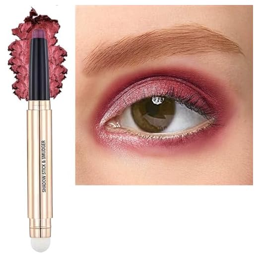 Red Eyeshadow Stick For Eye Makeup, Cream Smooth Shimmer Glitter Pink Matte Single Eyeshadow Pencil, Hypoallergenic Waterproof Long Lasting Eye Shadow Eyeliner Pen, Multi-Dimensional Eyes Look (09 # Romantic Red Shimmer)