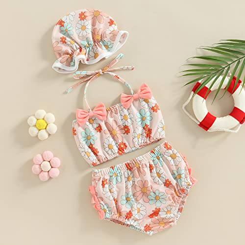 Toddler Girl Swimsuits Infant Baby Girl Bathing Suit Bikini Sets Swimwear 3 Piece Summer Beach Outfit Top Shorts Hat2