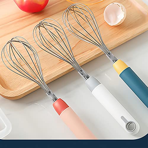 Batidor de cocina for el hogar con alambre acero inoxidable y mangos antideslizantes, gancho for colgar (azul)(Pink)