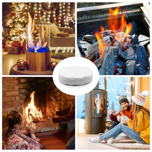 TETEWEVER 12 Stück Keramikwolle für Bioethanol 8,6×2,5cm Keramikwolle Rund Hitzebeständig Keramikschwamm für Bioethanol Kamin