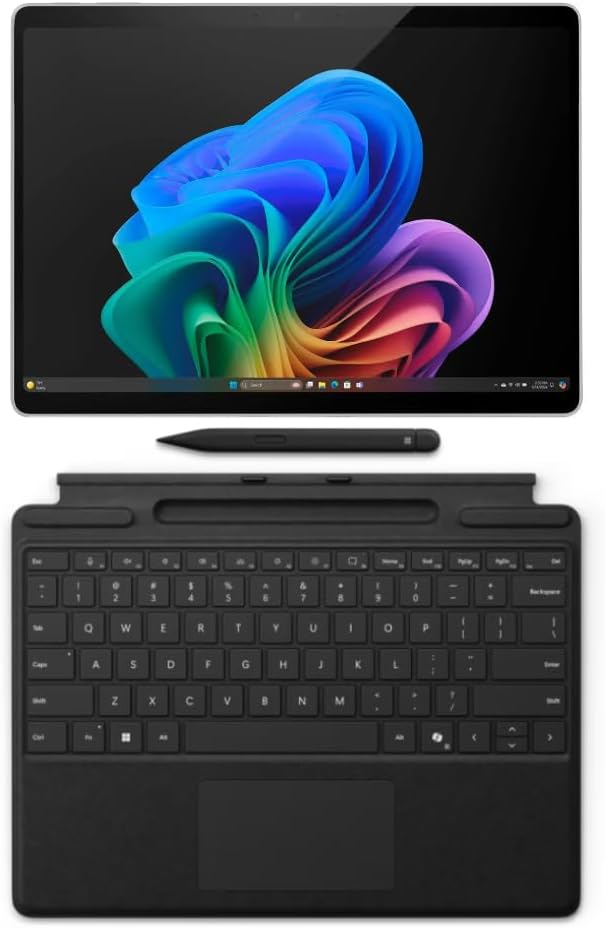 Microsoft Surface Pro 11 Bundle, 2-in-1 Tablet with Pro Keyboard and Slim Pen, Copilot+ PC, 13" Touchscreen OLED Display, Snapdragon X Elite (12 Core), 32GB RAM, 256GB SSD, Windows 11 Pro, Platinum