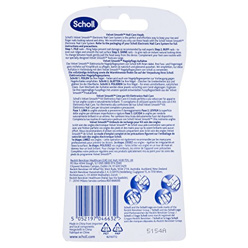 Scholl Velvet Smooth Elektronisches Nagelpflegesystem Ersatzfeilen mit Aufsätze, 1er Pack (1 x 3 Stück)