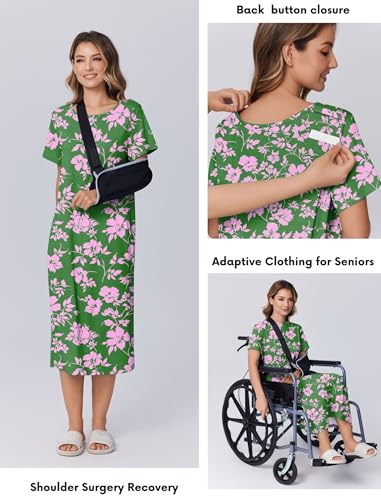 Image of Deyeek Hospital Gowns for Women Labor Delivery Shoulder Surgery Dress Adaptive Clothing Night Robes for Elderly Plus Size