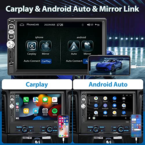 Autoradio 1 Din Bluetooth avec écran tactile 7" et fonction Mirror Link pour iOS et Android