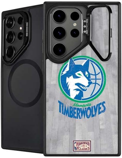 Skinit Kickstand Phone Case Compatible with Galaxy S25 Ultra - Officially Licensed NBA Minnesota Timberwolves Hardwood Classics Design
