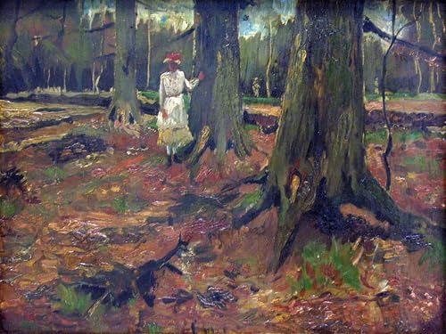 Tableau d'art abstrait Fille dans les bois de Van Gogh affiche toile 60x90cm