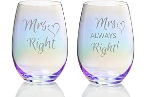 Pride Month Mrs Right Mrs Always Right Engraved Rainbow Wine Glasses Wedding...
