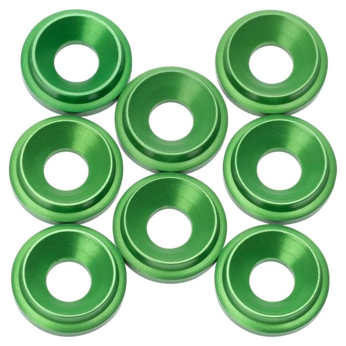 1UP Racing 820809 - Aluminum Countersunk Washers, M3 (8), Green, Green