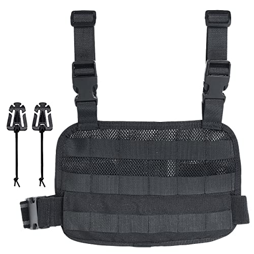 TAFTACFR Tactical Heavy Duty Mesh MOLLE Drop Leg Platform Universal Drop Leg Panel with Adjustable Belt & Thigh Straps (Black)