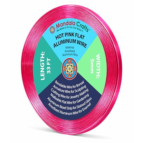 Image of Mandala Crafts 5mm Hot Pink Flat Aluminum Crafting Wire for Sculpting