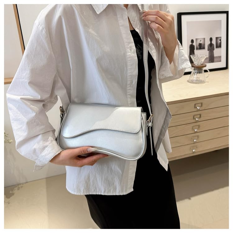 Image of Shoulder Bag for Women Retro Vegan Leather Tote Handbag Underarm Bag Trendy Purse Crossbody Bag With Zipper 2025