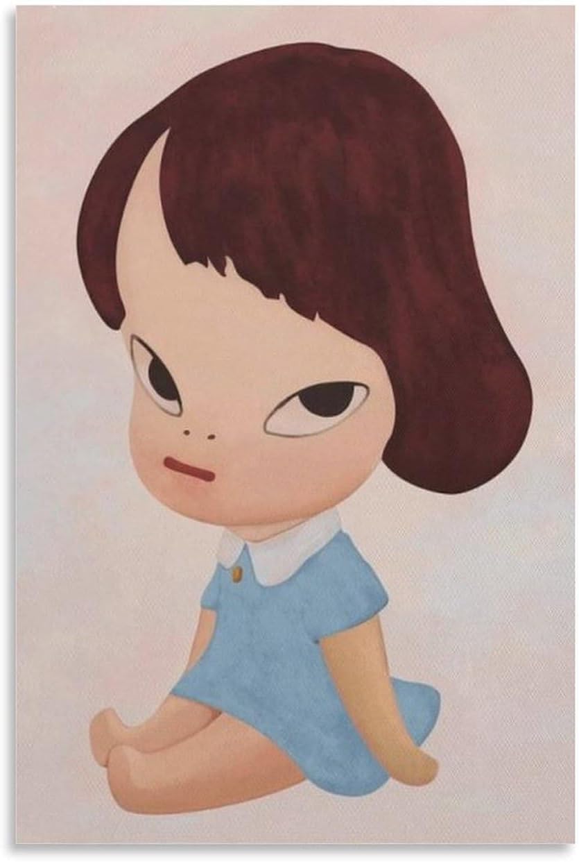 ZZYGGN GMGSW Yoshitomo Nara Posters Illustration Doll Canvas Painting Yoshitomo Nara Wall Art Cartoon Prints Modern Picture for Home Wall Decor 16x20in Unframed