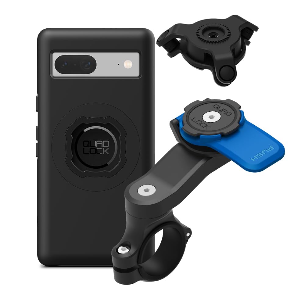 Quad Lock Moto Handlebar Kit with Dampener and MAG Phone Case for Google 7a