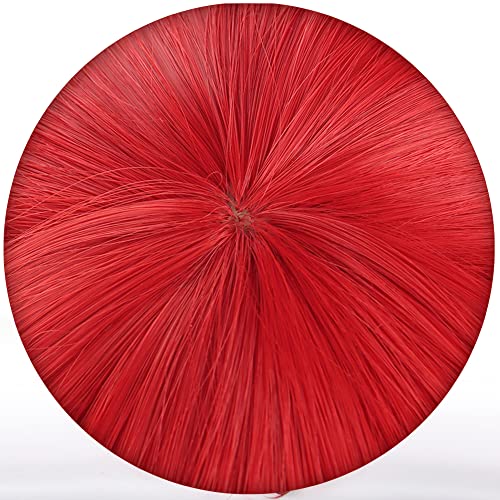 Image of Anime Red Wig with Bangs and Bun Women Long Wave Wig Pre-styled Half Up Half Down wigs Adult COS Game Cosplay Wigs Halloween,Christmas,Comic con,Game Show,Party