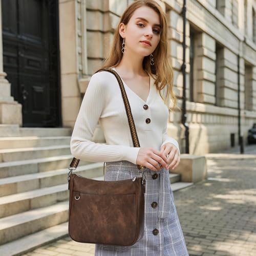 Image of 2PCS /Set Crossbody Bags for Women,Vegan Leather Hobo Purse Wallet For Women Set,Shoulder Bags With 2 Adjustable Strap