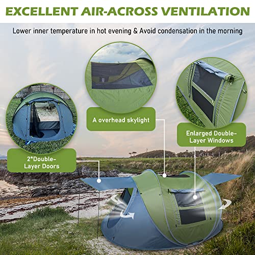 Carpa instantánea para 4 personas con claraboya y cubierta impermeable miniatura 5