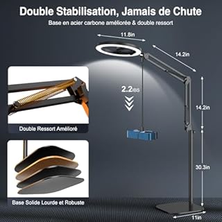 Evershop Ring Light avec Trépied et Support Téléphone – Lampe LED 360° avec Bras Flexible, Télécommande, CRI>95 – Idéale pour Vidéo, Photo, Maquillage, Peinture, TikTok, Youtube(10inch)