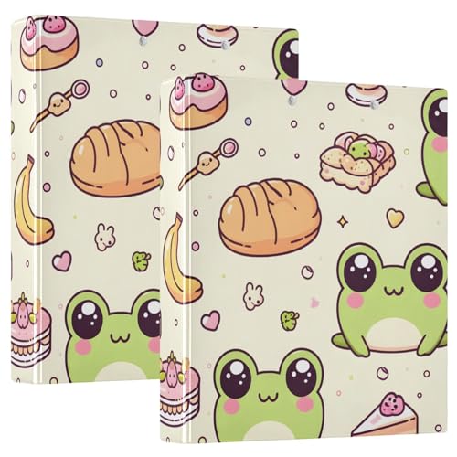 Image of 3 Ring Binder Frog Forest Animal Green Dessert 1.5 inch Binders Three Ring Binders with Clipboard Fit 8.5'' x 11'' Paper 3 Interior PVC Clear Pockets for Office Supplies