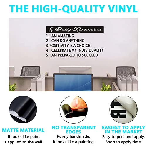 Wall Decals For Men, Inspirational Wall Stickers, (Easy To Apply), Wall Decor Vinyl Art Quotes Motivational Office School Classroom Dorm, Business Encouragement Success Entrepreneur Boss Door Inspired Motivated Positive Focused Home Words Signs Sayings Destinations, 5 Daily Reminders 21"X11" #TOP1