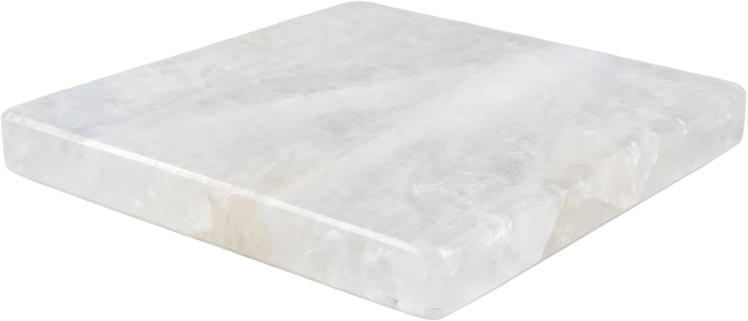 Natural White Quartz Cutting Board, 7.9" x 7.9" x 0.7"