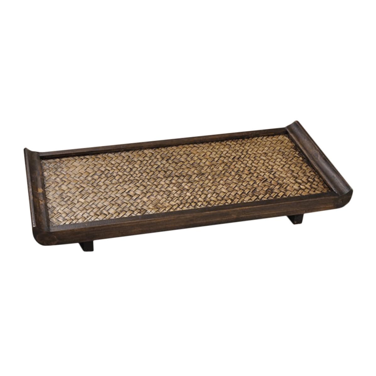 Gadpiparty Bandeja Rectangular de Madera y Bambú para Servir Comida y Tazas de Té, Diseño Simple y Portátil, Adecuado para Reuniones Familiares y Cafeterías