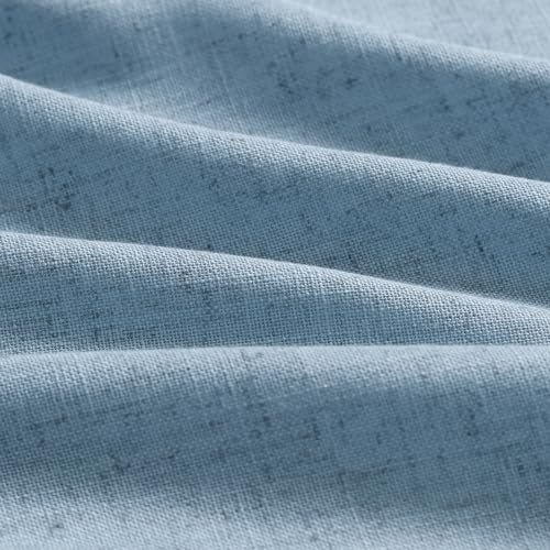 Image of Linen Blue Curtains 120 inch Extra Long for Living Room Back Tab Light Filtering Semi Sheer Drapes Modern Farmhouse Coastal Decor Cotton Textured Curtain for Floor to Ceiling High Window 52x120