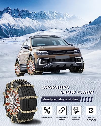 SCITOO 195-275mm Snow Chains For Car SUV Pickup Trucks,Quick Easy Installation Tire Traction Chain,Adjustable Universal Emergency Anti-Skid Thickening Snow Chains - Set of 10 - Image 4