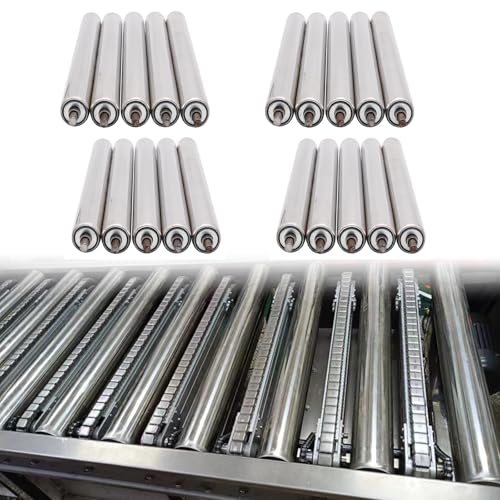 1.5in Conveyor Roller, Stainless Steel Replacement Industrial Rollers for Woodworking/Factory/Warehouse/Dock Moving Projects, Conveyor Gravity Roller Customizable(20pack,19.7in/500mm)
