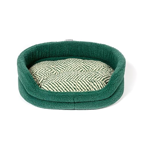 Danish Design Hundebett, Sherpa-Fleece, Fischgrätenmuster, 61 cm, Grau