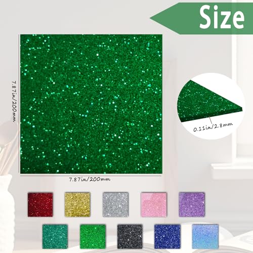 Image of Glitter Acrylic Sheets, Green, 8 inchx8 inch, 2 Pack | 1 /8 in Thick, Cast Sparkly, For Laser Cutting, Engraving, Invitation Blanks