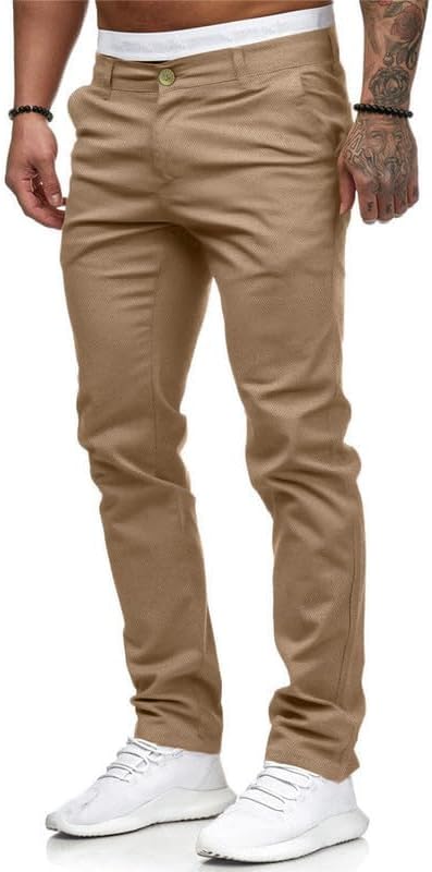 Mens Chinos Slim Fit Stretch Flat-Front Skinny Dress Pants - Image 3