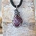NEW Designs by Nature Gems Handmade Ruby Necklace 24 inch Black Leather Cord Antiqued Silver, July Birthstone
