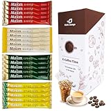 Korean Instant Coffee Mix Variety 20 Sticks (4 Types) Maxim Instant Single Serve Mocha White Decaf Original Flavors (5 Sticks Each)