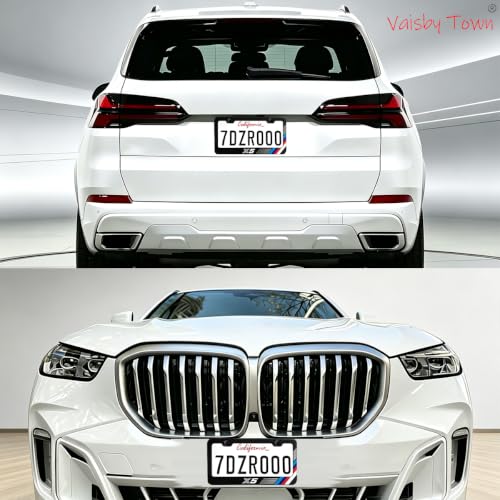 Image of License Plate Frames Cover Compatible with BMW X5 Exterior Accessories | Tricolour Aluminum Frame, Front and Rear 2 pcs Pack